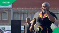 Man in apron dress outfit nails bacardi moves in TikTok video, South Africa stans dancer