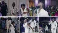 Man dances as if he is fighting during wedding ceremony, sprays money with serious face