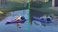 Jeffreys Bay man kayaks in street after freak waves cause flooding in TikTok video, SA entertained