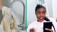 Young woman plugs Mzansi with dishcloth washing tips in a TikTok video, peeps are impressed