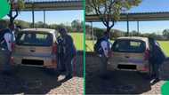 Schoolboys hilariously pick up teacher's Kia in a video, leaving SA in laughter
