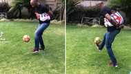 Video of Lucas Radebe carrying baby on his back while juggling soccer ball goes viral