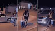 Man returns home from groove and immediately goes to 2nd party before reaching door, SA amused, "At least touch the gate"