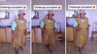 Enthusiastic gogo takes a crack at Hamba Wena dance, Mzansi adores her determination: "Challenge closed"