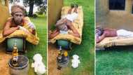 Mzansi man creates homemade spa in his backyard to experience soft life, people clap: "Cheers to self-love"