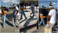 Father dances in front of daughter's school, lady becomes shy & covers face: "She is embarrassed"