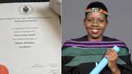Lass over the moon after receiving Master of Science 'piece of paper', Mzansi gushes