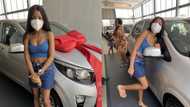 Beautiful South African woman celebrates getting some brand new wheels