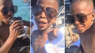 Sweet kid enjoys the soft life with shades at a pool, Mzansi stans the chilled vibes: "The boy is glowing"