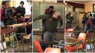 Stubborn secondary school kids scatter class, drag each other, student jumps on teacher's back in funny video