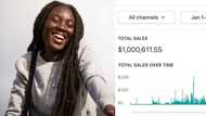 Many react massively as young lady announces making her first $1 million