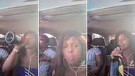 Woman drinks champagne from bottle, video has Mzansi peeps defeated: "Content will be the death of us"