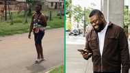 TikTok video captures funny moment of a man walking in the township carrying a child on his back