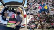 Young lady donates 30k shoes to people after she saw someone walking barefooted