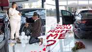 Romantic man pops the big question along with new Porsche, Mzansi in awe at lavish proposal: "Lucky lady"