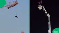 Paraglider trapped 60m above ground after wind forces crane emergency rescue in China