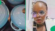 "The best pots shame": Mzansi woman cooks mogudu in stunning cast iron pots from Takealot