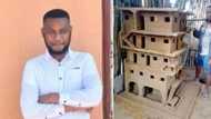 Social media wowed over talented young man who builds detailed model buildings out of natural materials