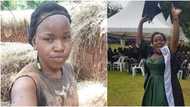 Lady who makes bricks to send herself to school finally graduates, Before and after photos warm hearts online