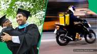 A delivery driver was honoured with a motorbike parade after graduation, and went viral