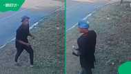 Security camera footage shows suspect scaling fence to steal street light