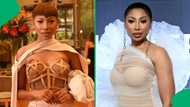 Enhle Mbali Shares stunning pink dress she wore at the Basadi In Music Awards was for Connie Chiume