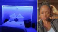 Young lady's stunning bedroom with stylish UV lights receives compliments from peeps