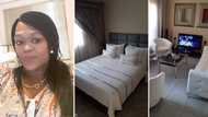 Lady proudly shows off stylish crib with white furniture, peeps love clean look