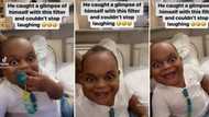 Toddler catches glimpse of himself through a funny filter and can’t stop laughing, social media users lol hard