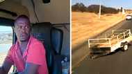 South Africans praise truck driver's quick reactions to avoid massive trailer that came off back of bakkie