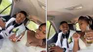 Bride and groom jam to song in back of car, Mzansi is here for it: "Must be nice, marrying your best friend"