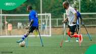 Boy on crutches proves nothing can stop his football dreams