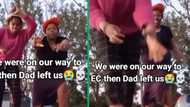 Mzansi in stitches as dad leaves dancing daughters on road in Eastern Cape