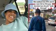 TikTok video of fed-up customer walking KFC drive-thru has Mzansi in stitches: "You're giving us ideas here"