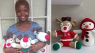 Creative young mom crochets Christmas-themed toys to pay for brothers' schooling