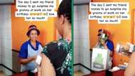 Newcastle Chicken Licken employee surprised with cake and gift by granddaughter at work, netizens chop onions