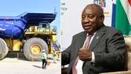 President Cyril Ramaphosa unveils Anglo American hydrogen powered truck at Mogalakwena mine in Limpopo