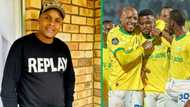 Music producer DJ Karri helps Mamelodi Sundowns thank their fans after 3–0 victory over TS Galaxy