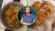 Lady fails at making amagwinya in hilarious TikTok video, Mzansi convinced its fried chicken: "Zinger gwinya"