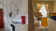 Mzansi stans woman's brightly coloured well-lit home, peeps applaud her flawless interior decor in 4 pics