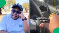 "Indoda yiplan": Innovative man uses a rope for car's snapped accelerator cable