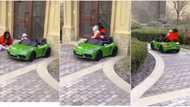 Boy drives his mum and sibling in his luxury mini car, many are impressed