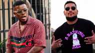 Pic of Murdah Bongz rocking T-shirt with AKA's face standing next to DJ Zinhle trends, SA shares mixed views