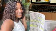 Happy woman in relationship shares sweet pics as she studies and bae cooks lunch