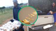 Woman trends as she goes from selling bread with a wheelbarrow to owning a bakkie