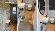 Gqeberha man renovates small powder room with modern finishes, video of workmanship impresses SA