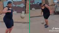 Curvy SA woman lights up township street with soccer ball juggling skills