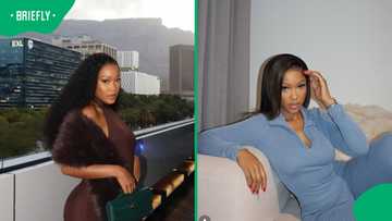 Buhle Samuels Shows Off Her Stunning Body Wearing a Black Swimsuit at