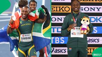 How much Simbine made after finishing third in 60m race at World Athletics Indoor Championships