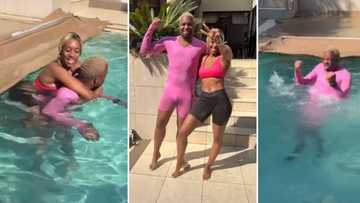 Funny clip of Itumeleng Khune fearlessly rocking pink swimwear has the people of Mzansi in fits of laughter